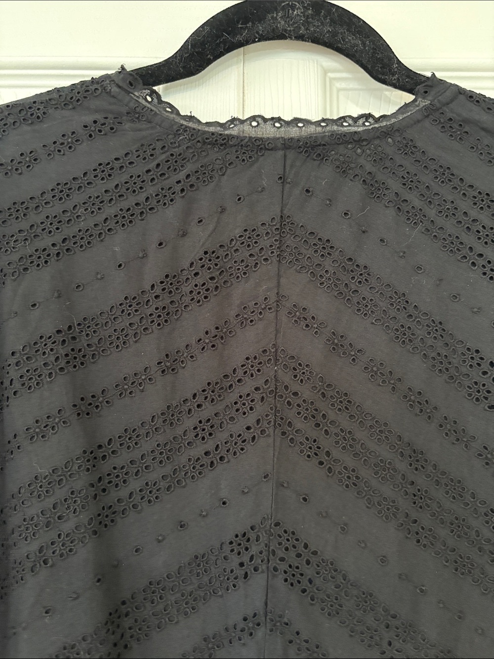 Madewell Eyelet Flutter Sleeve Mini Dress Jet Black Pockets - 4 NWT 100% Cotton - Picture 8 of 10